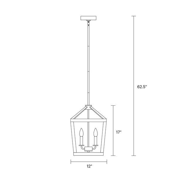 Barnfield Iron and Oak Wood 12-Inch Four-Light Lantern Pendant, image 2
