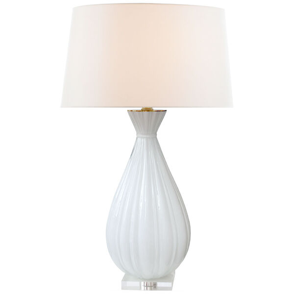 Treviso Large Table Lamp in White with Linen Shade by Julie Neill, image 1