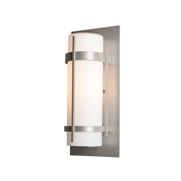 Banded Coastal Burnished Steel Seven-Inch One-Light Outdoor Sconce with Opal Glass, image 2
