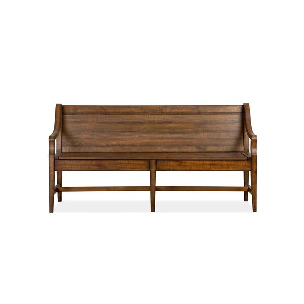 Bay Creek Aged Bronze Wood Bench with Back, image 1