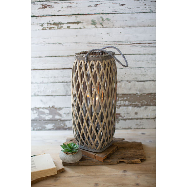 Willow Gray 9-Inch Square Candle Lantern, image 1