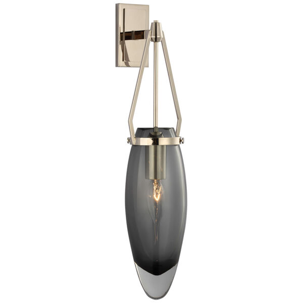 Myla Medium Bracketed Sconce in Polished Nickel with Smoked Glass by Chapman  and  Myers, image 1