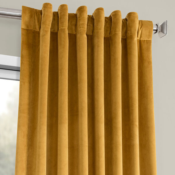 Retro Gold Heritage Plush Velvet Curtain Single Panel, image 4