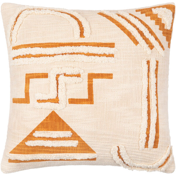 Azibo Light Beige and Orange Throw Pillow, image 1