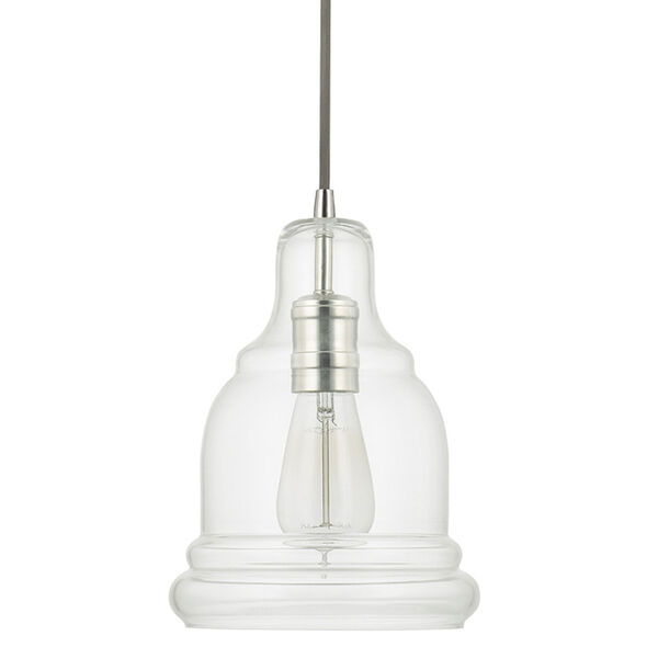 Grace Polished Nickel One-Light Mini-Pendant with Clear Glass, image 1