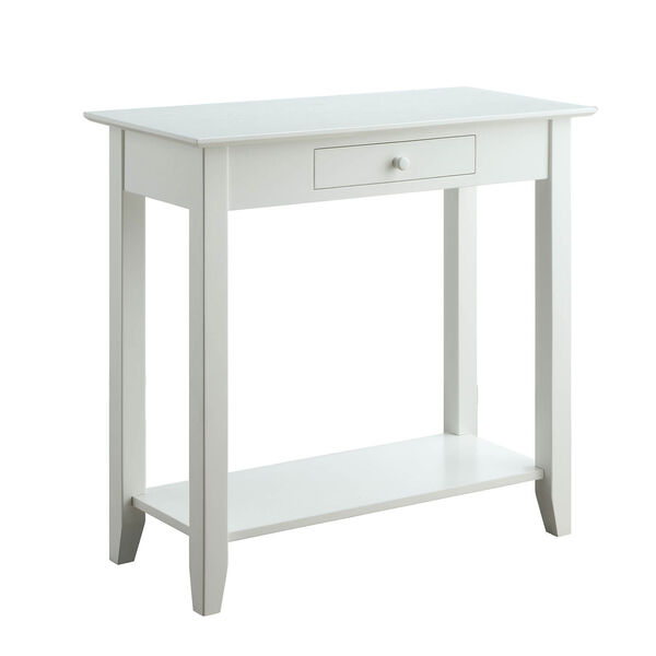 American Heritage Hall Table with Drawer and Shelf in White, image 3