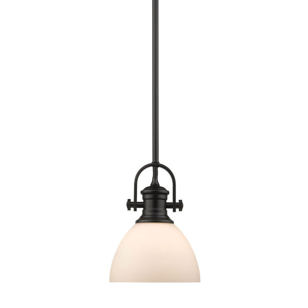 Hines Black 7-Inch One-Light Mini Pendant with Opal Glass, image 1