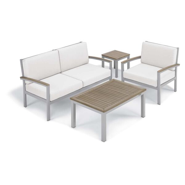 Travira Vintage Eggshell White Four-Piece Outdoor Seat and Table Chat Set, image 1