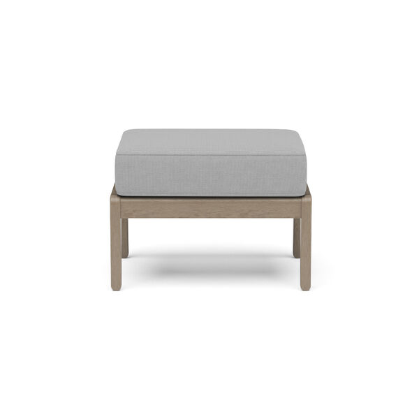 Sustain Rattan and White Outdoor Ottoman, image 3