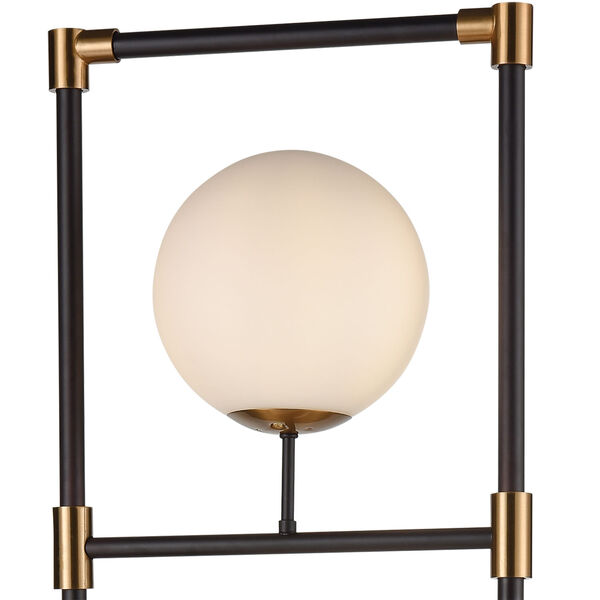 Matte Black and Aged Brass Four-Light Floor Lamp, image 3