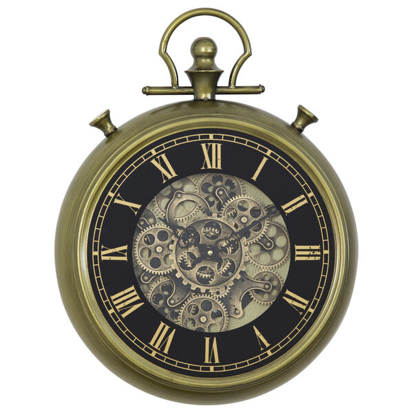 Black Gold 18-Inch Open Gear Clock, image 1