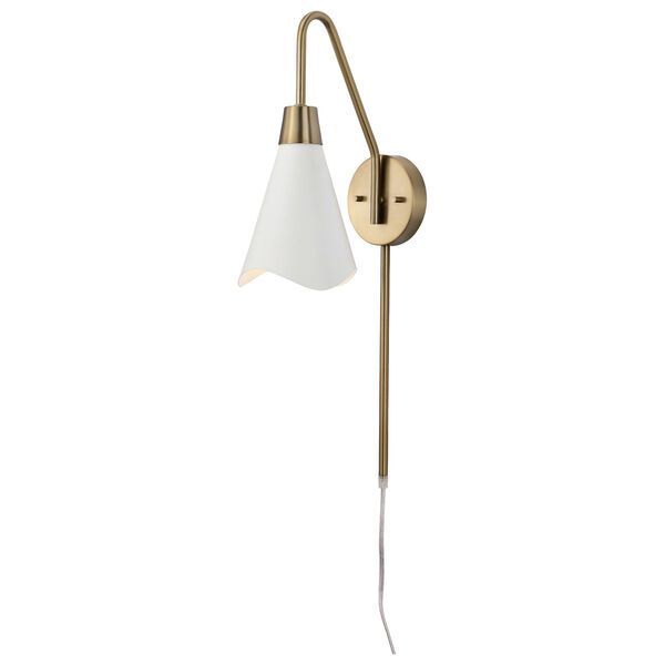 Tango Matte White and Burnished Brass One-Light Wall Sconce, image 2