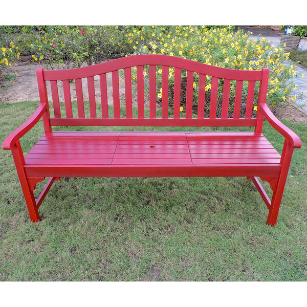 Acacia Barn Red Three Seater Bench with Pop-up Table, image 1