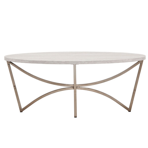 Astrid Champagne Gold and White Coffee Table with Faux Marble Top, image 2
