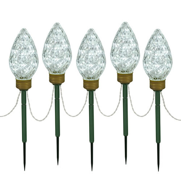 100 Light 8.5 Inch Clear LED Light Stakes, String of Five, image 1