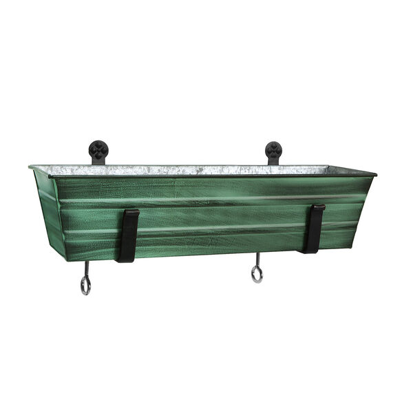 Green Patina 22-Inch Flower Box with Clamp-On Bracket, image 1