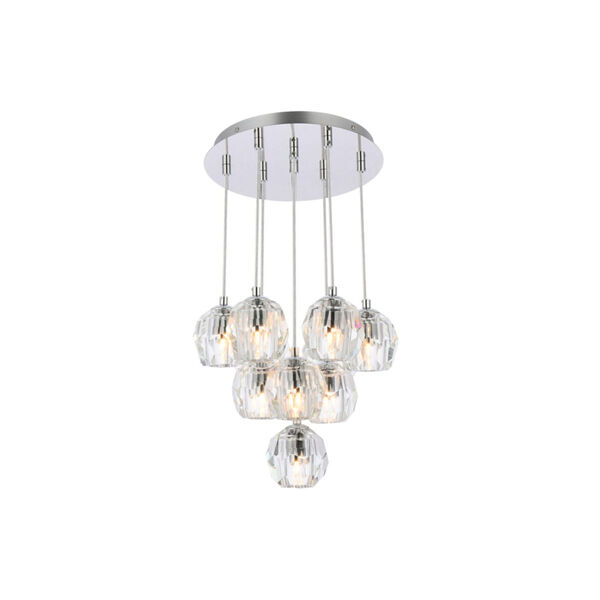 Eren Chrome 10-Light Pendant with Royal Cut Clear Crystal, image 3