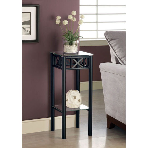 Accent Table - Black Metal with Tempered Glass, image 1