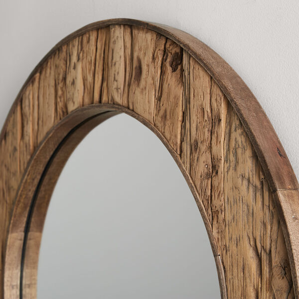 Reclaimed Railroad Ties 34 x 34 Inch Round Decorative Mirror, image 2