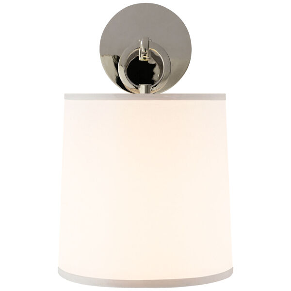 French Cuff Sconce in Polished Nickel with Silk Shade by Barbara Barry, image 1