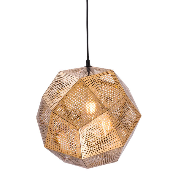 Bald Gold Perforated Metal One-Light Pendant, image 1