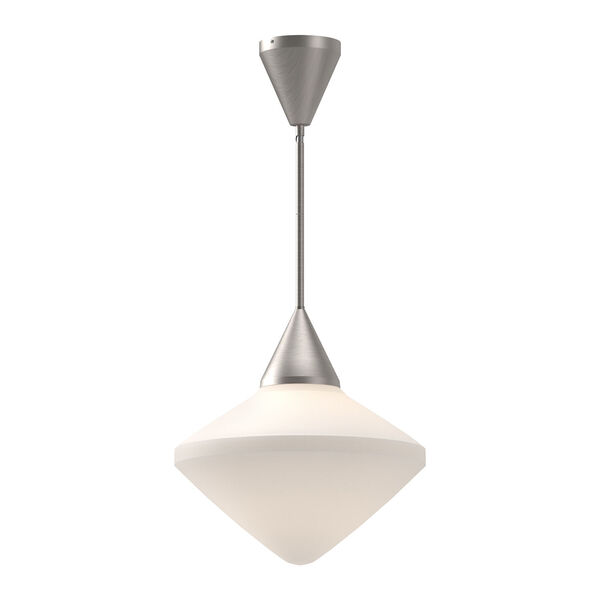 Nora Brushed Nickel One-Light Pendant with Opal Glass, image 1