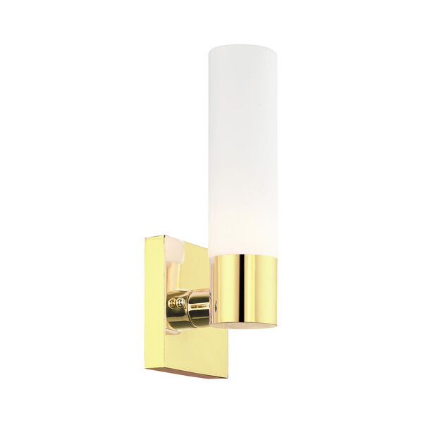 Aero Polished Brass 5-Inch One-Light ADA Wall Sconce with Hand Blown Satin Opal White Twist Lock Glass, image 5