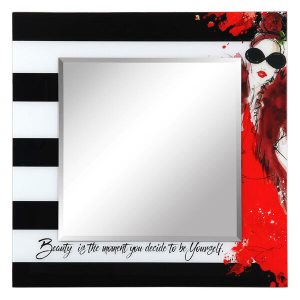 Fashion Red 36 x 36-Inch Square Beveled Wall Mirror, image 5
