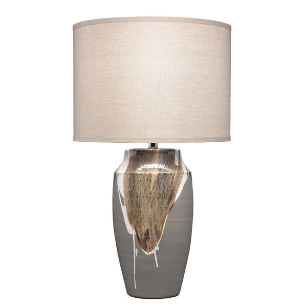 Landslide Matte Gray with Beige and White Drip One-Light Table Lamp, image 1