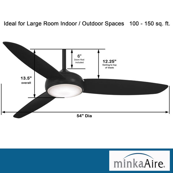 Concept IV Coal 54-Inch LED Smart Ceiling Fan, image 4