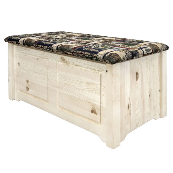 Homestead Clear Lacquer Blanket Chest with Woodland Upholstery, image 3