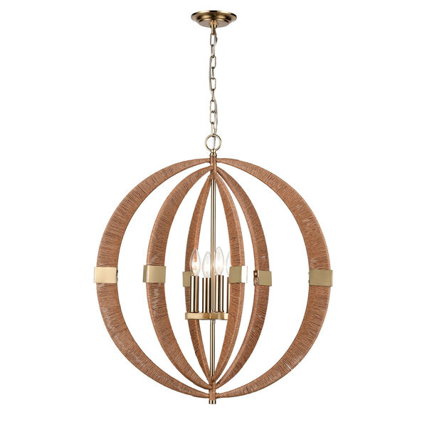 Pyrus Brown and Antique Brass Four-Light Pendant, image 1