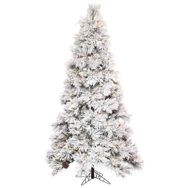 Flocked Atka Green Artificial Pre-lit Tree, image 1
