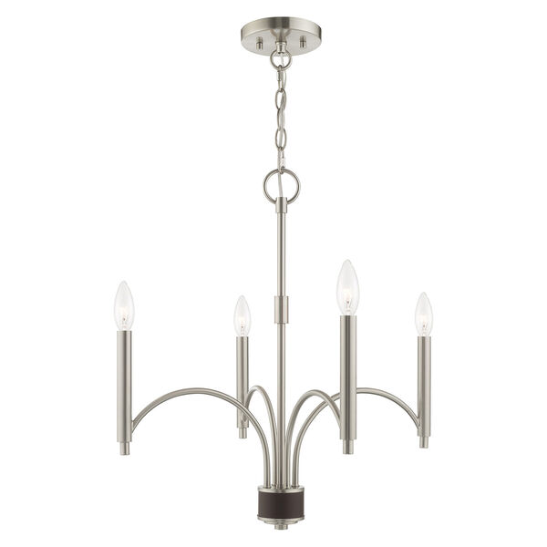 Wisteria Brushed Nickel 20-Inch Four-Light Mini Chandelier, image 5