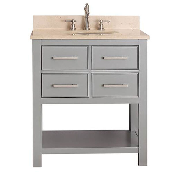 Brooks Chilled Gray 30-Inch Vanity Combo with Galala Beige Marble Top, image 1