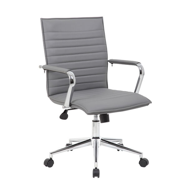 Boss 23-Inch Grey Vinyl Hospitality Chair, image 1