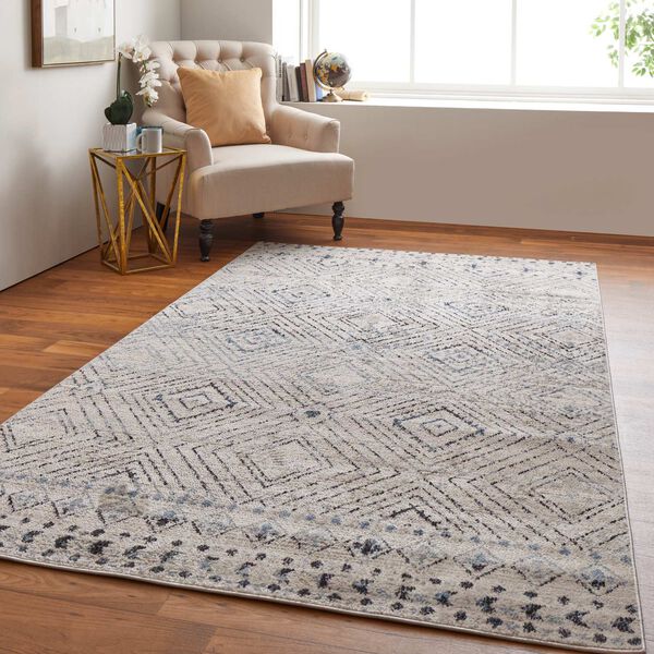 Camellia Ivory Blue Gray Rectangular 4 Ft. 3 In. x 6 Ft. 3 In. Area Rug, image 4