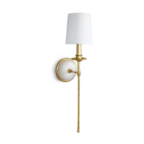 Fisher Gold and White One-Light Metal Wall Sconce, image 1