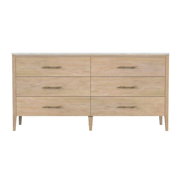 Mayfair Light Beige Marble Dresser with Six-Drawer, image 3