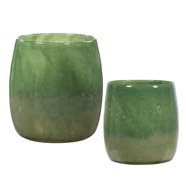 Matcha Green Glass Vases, Set of 2, image 2