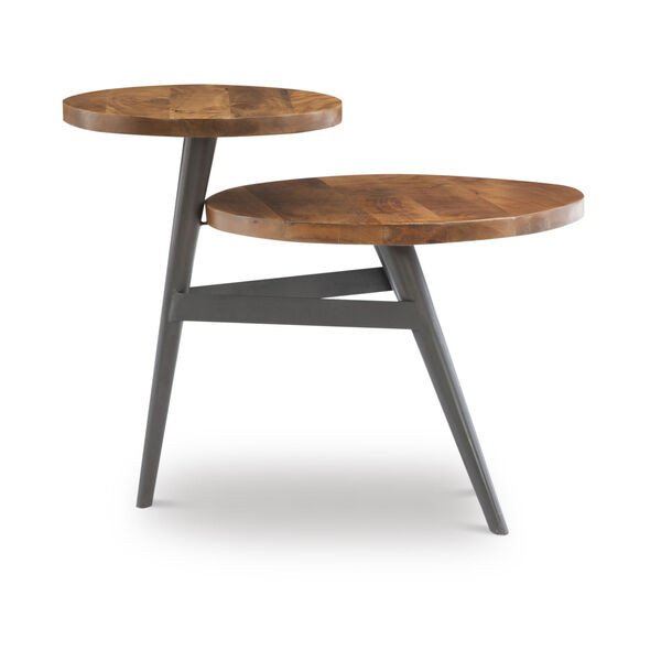 Harper Natural and Gun Metal Two Tiered Side Table, image 3