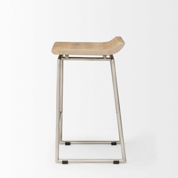 Givens Brown and Silver Metal Frame Counter Stool, image 3