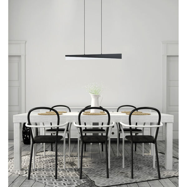 Isidro Structured Black Integrated LED Linear Pendant with White Acrylic Shade, image 3