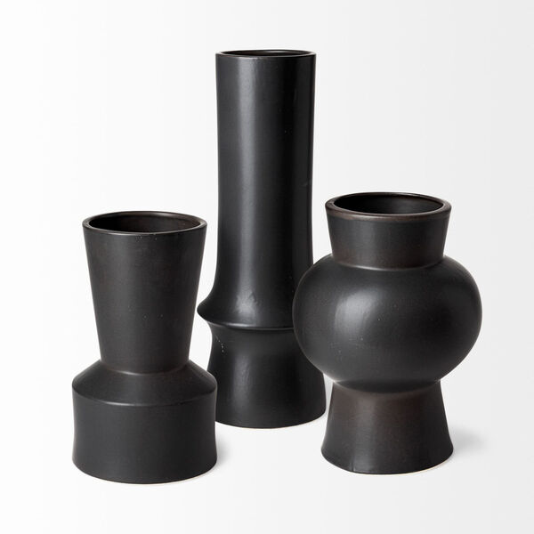 Laforge II Matte Black Ceramic Vase, image 2