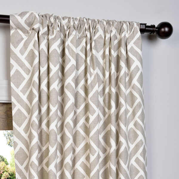 Martinique Taupe 96 x 50-Inch Printed Cotton Curtain Single Panel, image 3