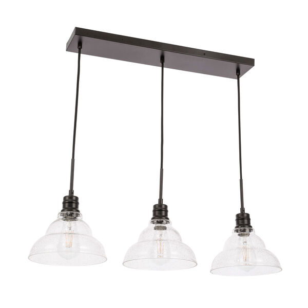 Clive Black Three-Light Pendant with Clear Seeded Glass, image 5