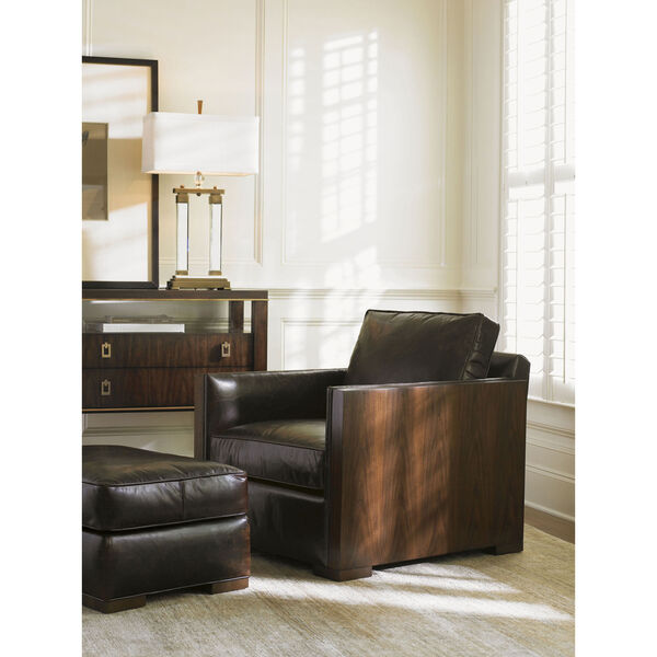 Tower Place Brown Edgemere Leather Ottoman, image 2