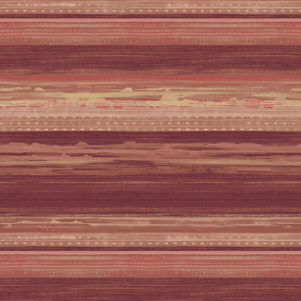 Boho Rhapsody Maroon, Taupe and Blonde Horizon Brushed Stripe Unpasted Wallpaper, image 2