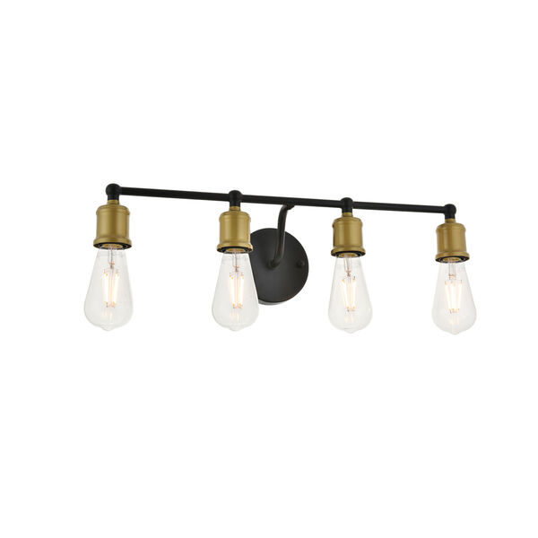 Serif Brass and Black Four-Light Wall Sconce, image 4