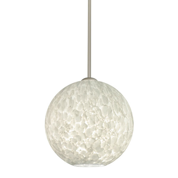 Coco Satin Nickel One-Light LED Pendant With Carrera Glass, image 1